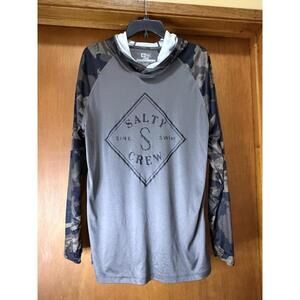 Men's Salty Crew Premium Technical long sleeve hooded tee, size Large